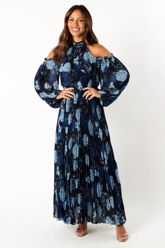 Hilary Pleated Maxi Dress - Pink Floral