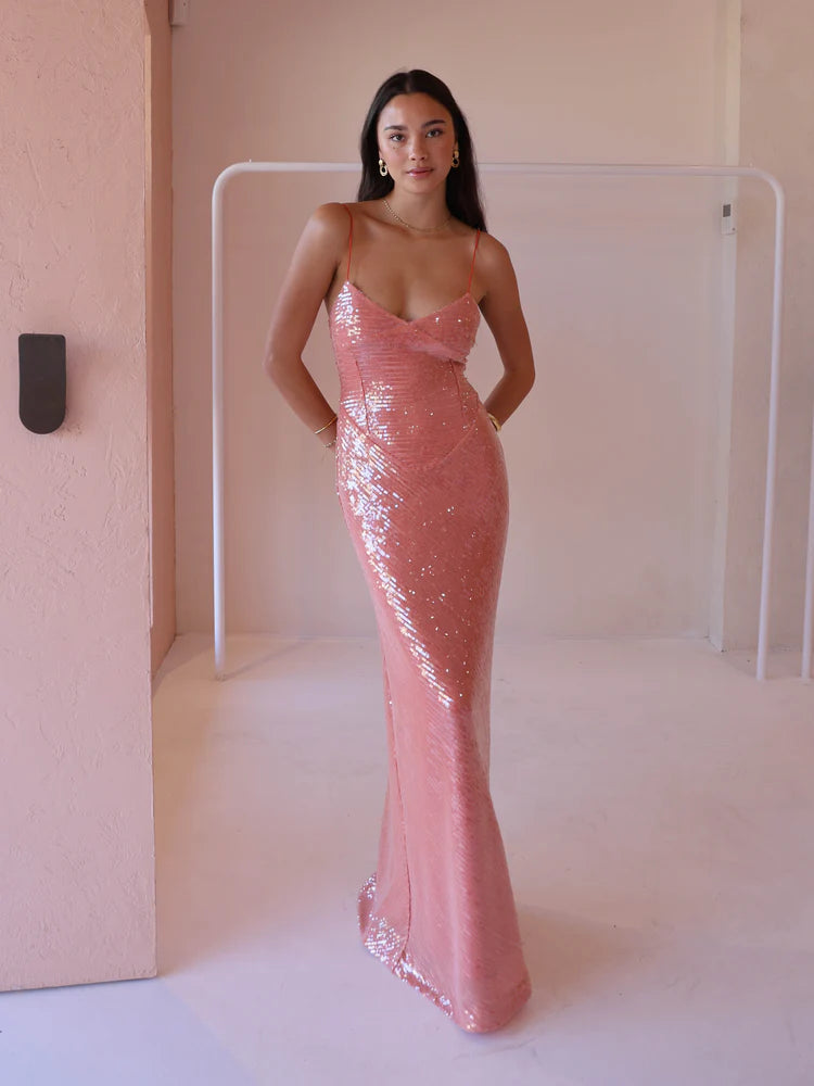 New Romantics Andy Diamond Bodice Maxi Dress in Calypso