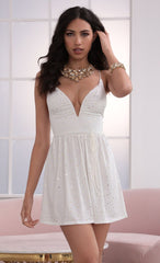 Plunge Matte Dress In White