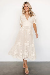 Clarisa Lace Midi Dress | Vintage Cream
